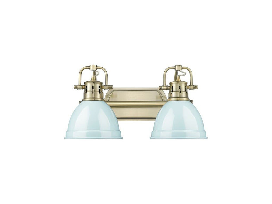 Golden 3602-BA2 AB-SF Two Light Vanity, Aged Brass
