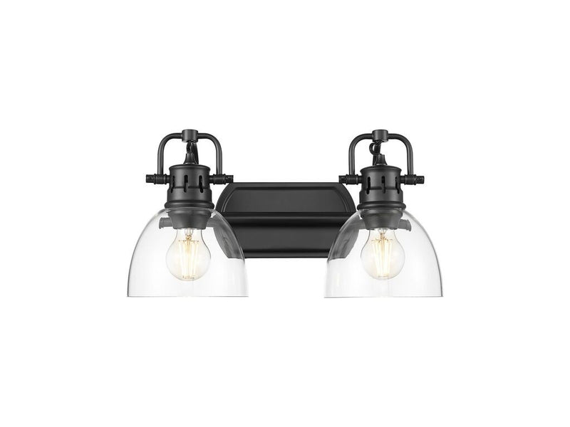 Golden 3602-BA2 BLK-CLR Two Light Vanity, Matte Black