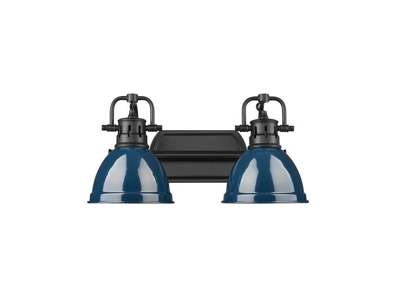 Golden 3602-BA2 BLK-NVY Two Light Vanity, Matte Black