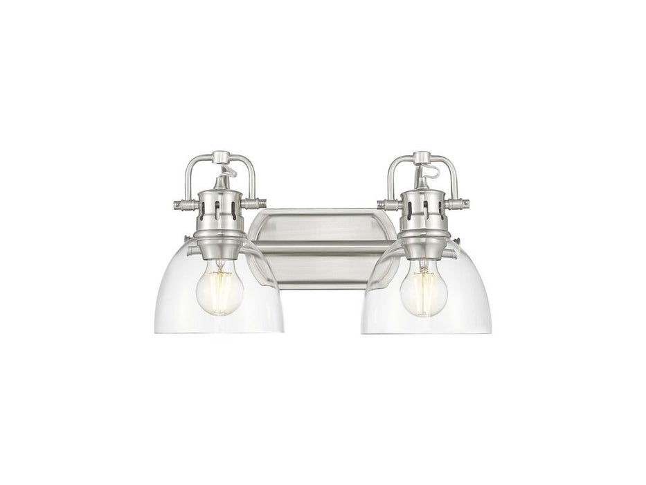 Golden 3602-BA2 PW-CLR Two Light Vanity, Pewter