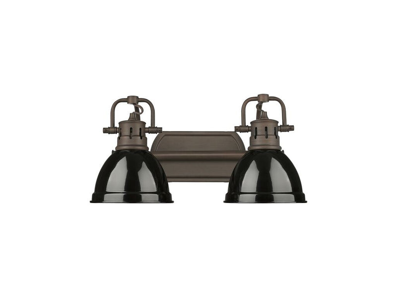 Golden 3602-BA2 RBZ-BK Two Light Vanity, Rubbed Bronze