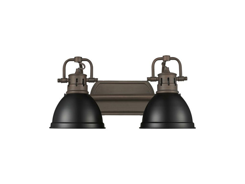 Golden 3602-BA2 RBZ-BLK Two Light Vanity, Rubbed Bronze