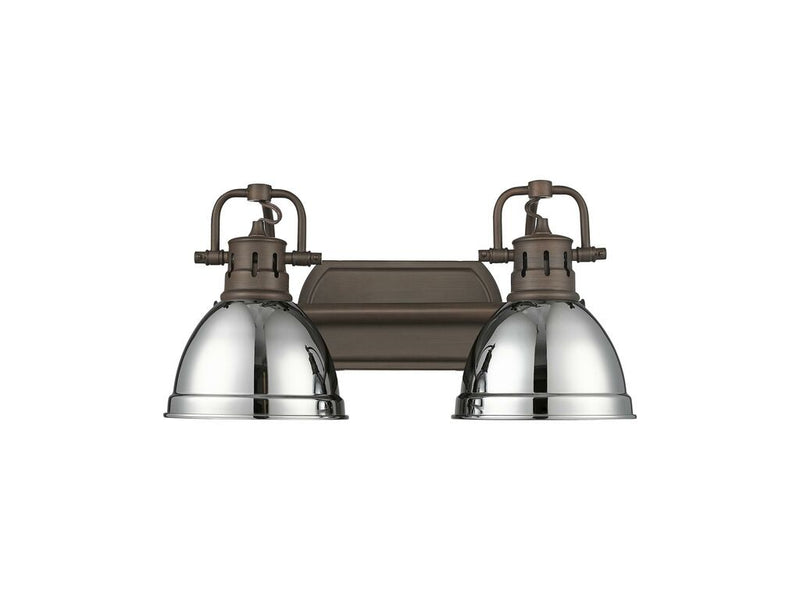 Golden 3602-BA2 RBZ-CH Two Light Vanity, Rubbed Bronze