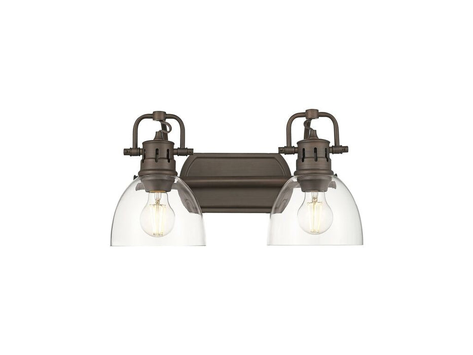 Golden 3602-BA2 RBZ-CLR Two Light Vanity, Rubbed Bronze
