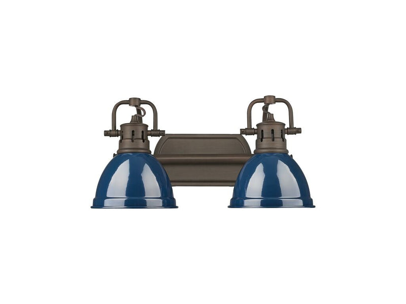 Golden 3602-BA2 RBZ-NVY Two Light Vanity, Rubbed Bronze