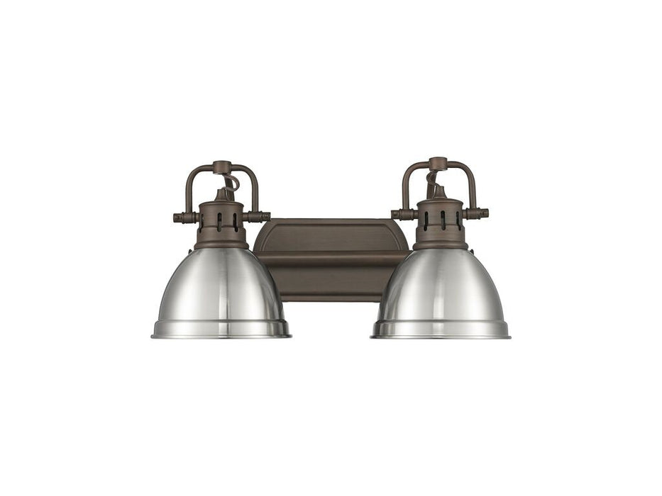 Golden 3602-BA2 RBZ-PW Two Light Vanity, Rubbed Bronze