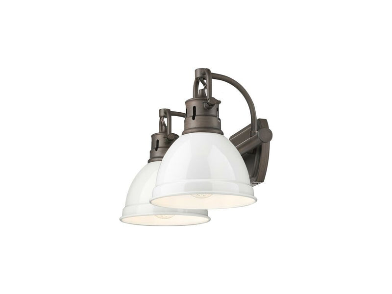 Golden 3602-BA2 RBZ-WH Two Light Vanity, Rubbed Bronze
