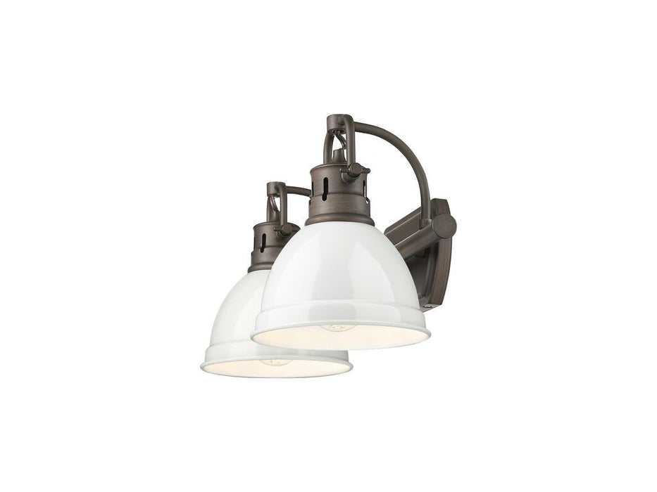 Golden 3602-BA2 RBZ-WH Two Light Vanity, Rubbed Bronze