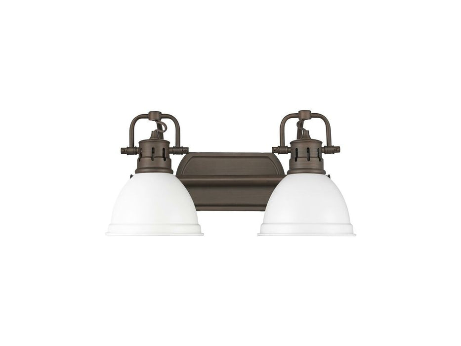 Golden 3602-BA2 RBZ-WHT Two Light Vanity, Rubbed Bronze