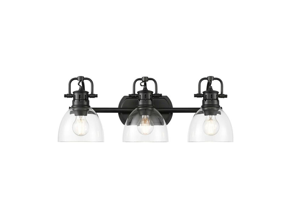 Golden 3602-BA3 BLK-CLR Three Light Vanity, Matte Black