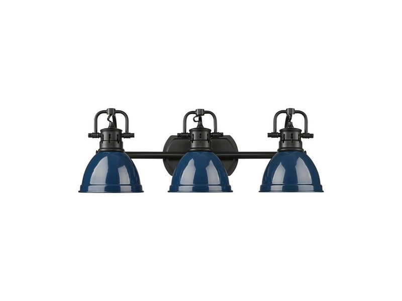 Golden 3602-BA3 BLK-NVY Three Light Vanity, Matte Black