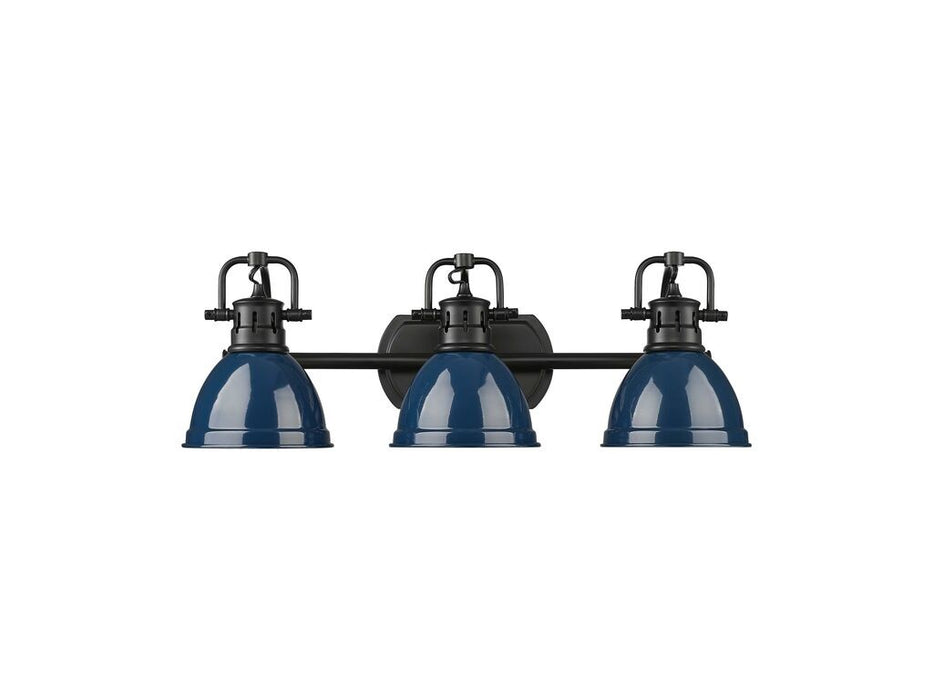 Golden 3602-BA3 BLK-NVY Three Light Vanity, Matte Black