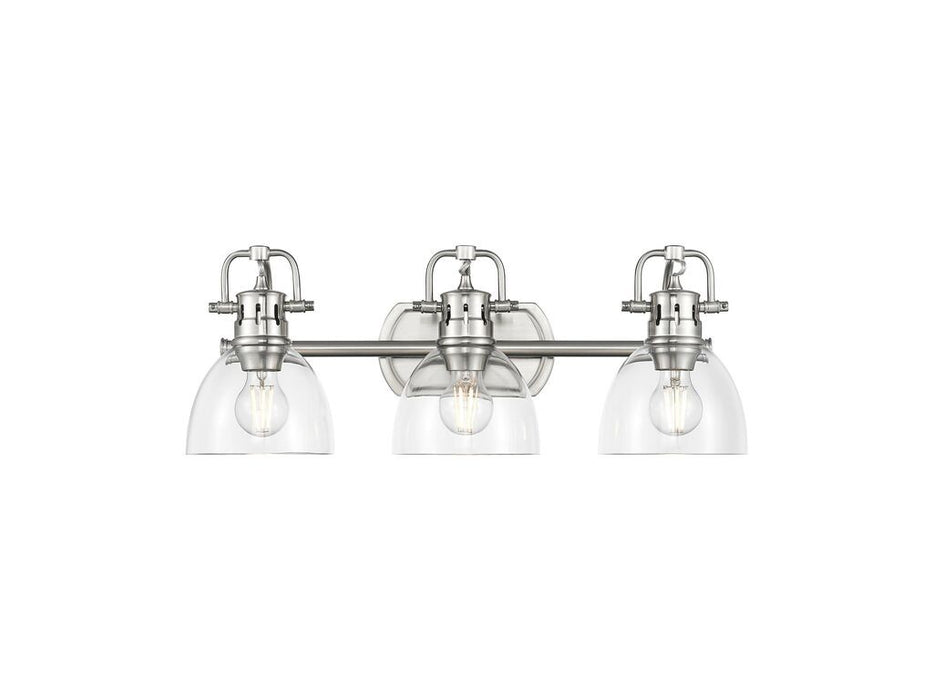 Golden 3602-BA3 PW-CLR Three Light Vanity, Pewter