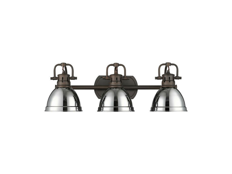 Golden 3602-BA3 RBZ-CH Three Light Vanity, Rubbed Bronze