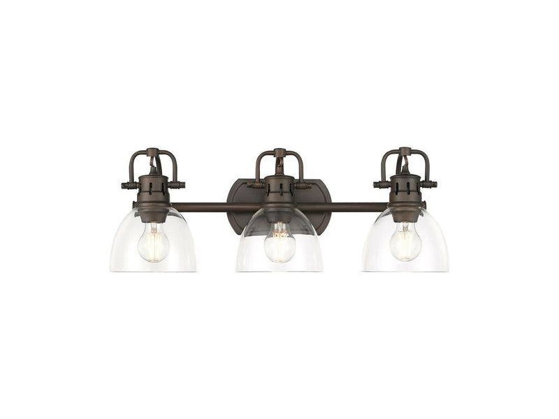 Golden 3602-BA3 RBZ-CLR Three Light Vanity, Rubbed Bronze