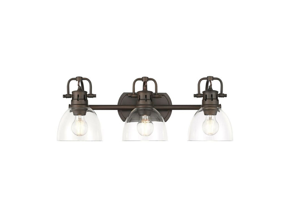 Golden 3602-BA3 RBZ-CLR Three Light Vanity, Rubbed Bronze
