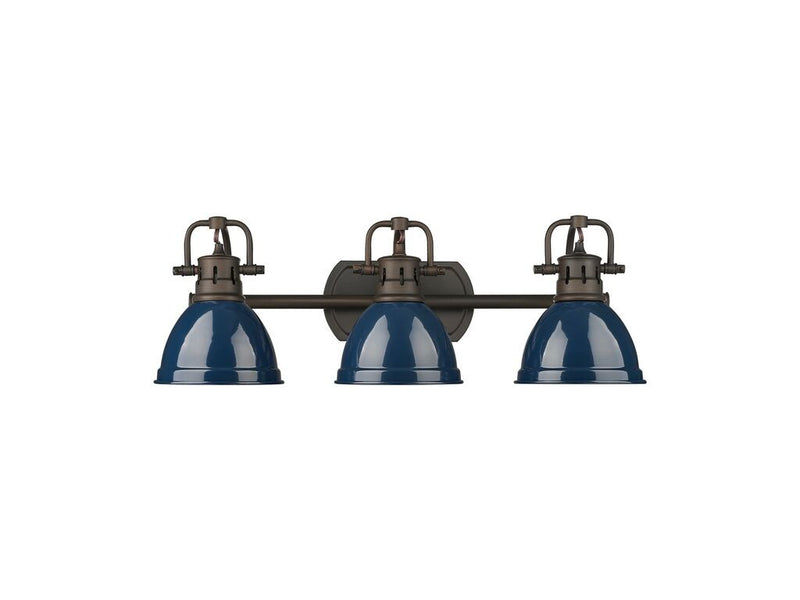 Golden 3602-BA3 RBZ-NVY Three Light Vanity, Rubbed Bronze