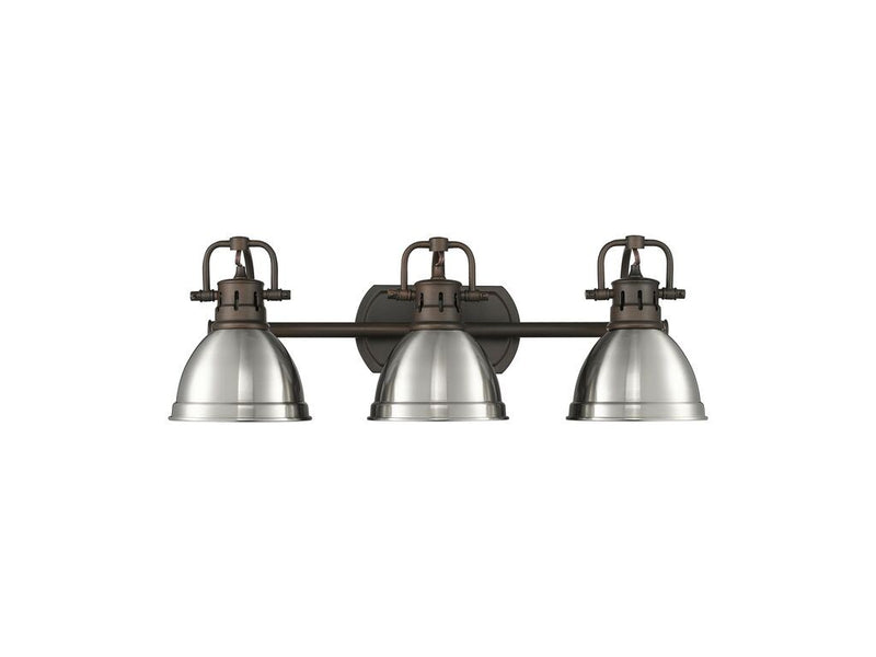 Golden 3602-BA3 RBZ-PW Three Light Vanity, Rubbed Bronze