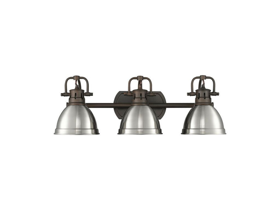 Golden 3602-BA3 RBZ-PW Three Light Vanity, Rubbed Bronze