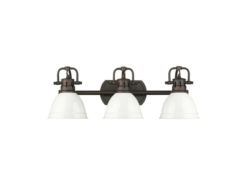 Golden 3602-BA3 RBZ-WH Three Light Vanity, Rubbed Bronze