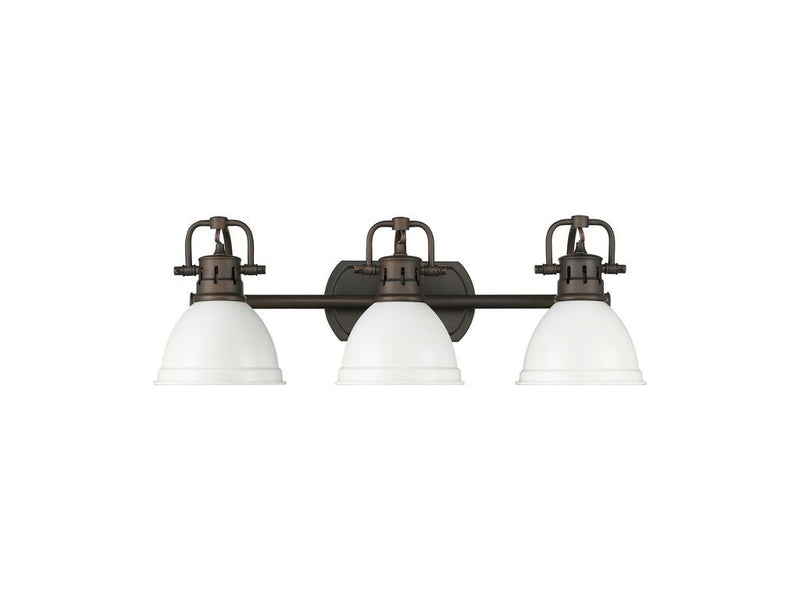 Golden 3602-BA3 RBZ-WHT Three Light Vanity, Rubbed Bronze