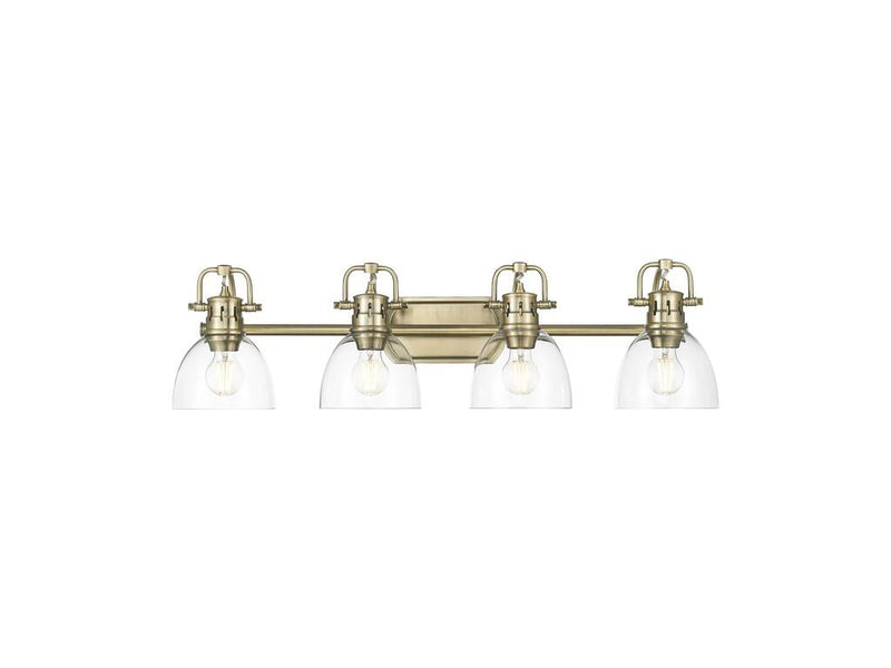 Golden 3602-BA4 AB-CLR Four Light Vanity, Aged Brass