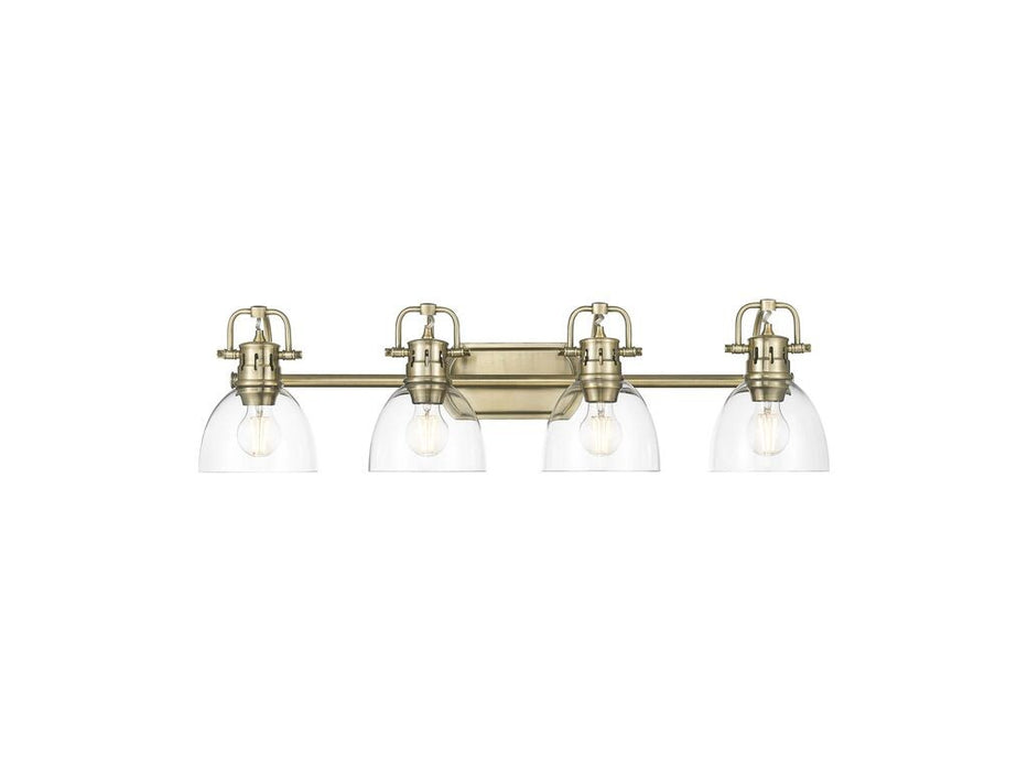 Golden 3602-BA4 AB-CLR Four Light Vanity, Aged Brass