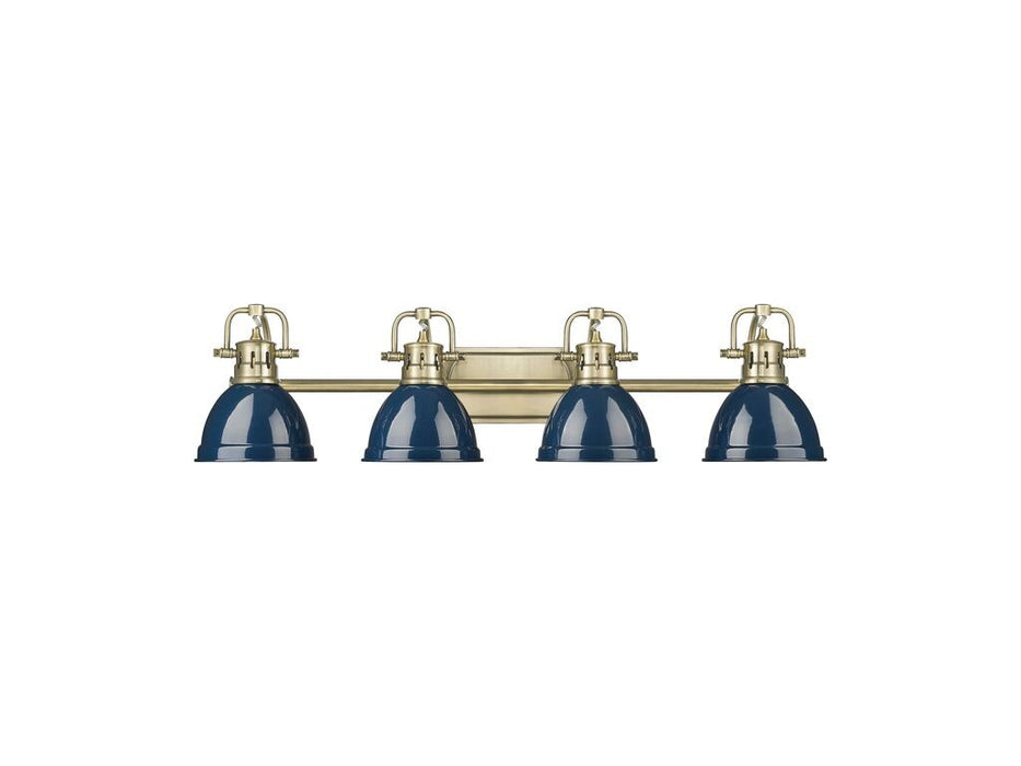 Golden 3602-BA4 AB-NVY Four Light Vanity, Aged Brass