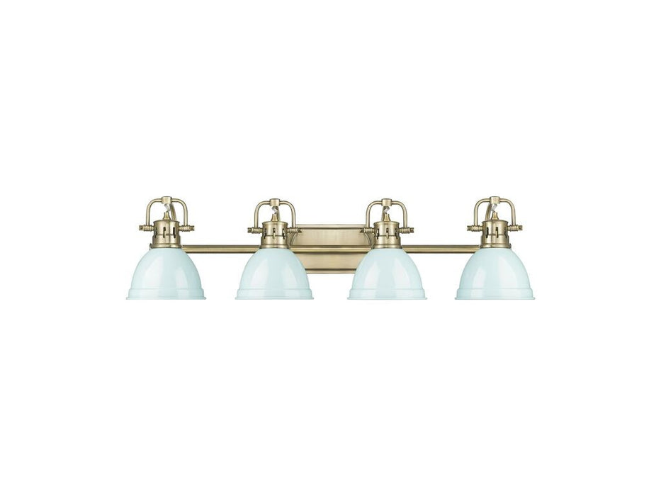 Golden 3602-BA4 AB-SF Four Light Vanity, Aged Brass