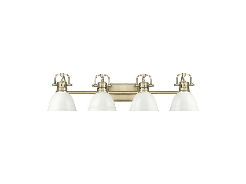 Golden 3602-BA4 AB-WH Four Light Vanity, Aged Brass