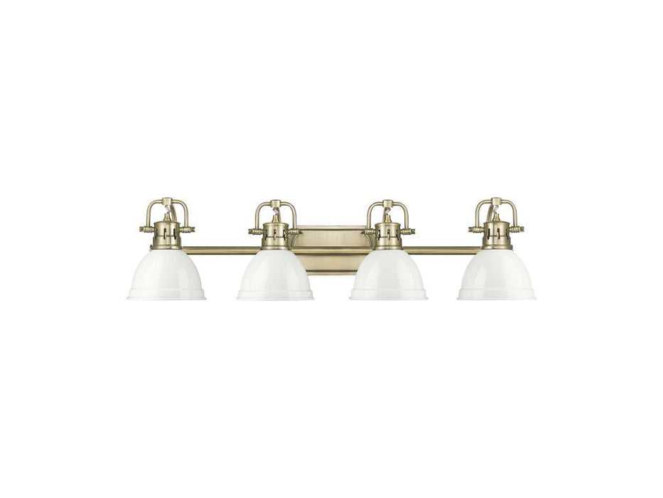 Golden 3602-BA4 AB-WH Four Light Vanity, Aged Brass