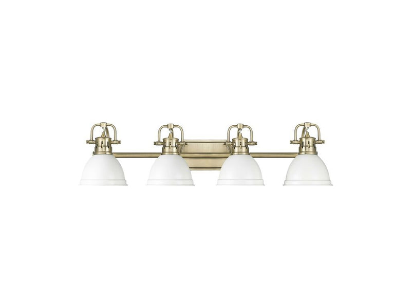 Golden 3602-BA4 AB-WHT Four Light Vanity, Aged Brass