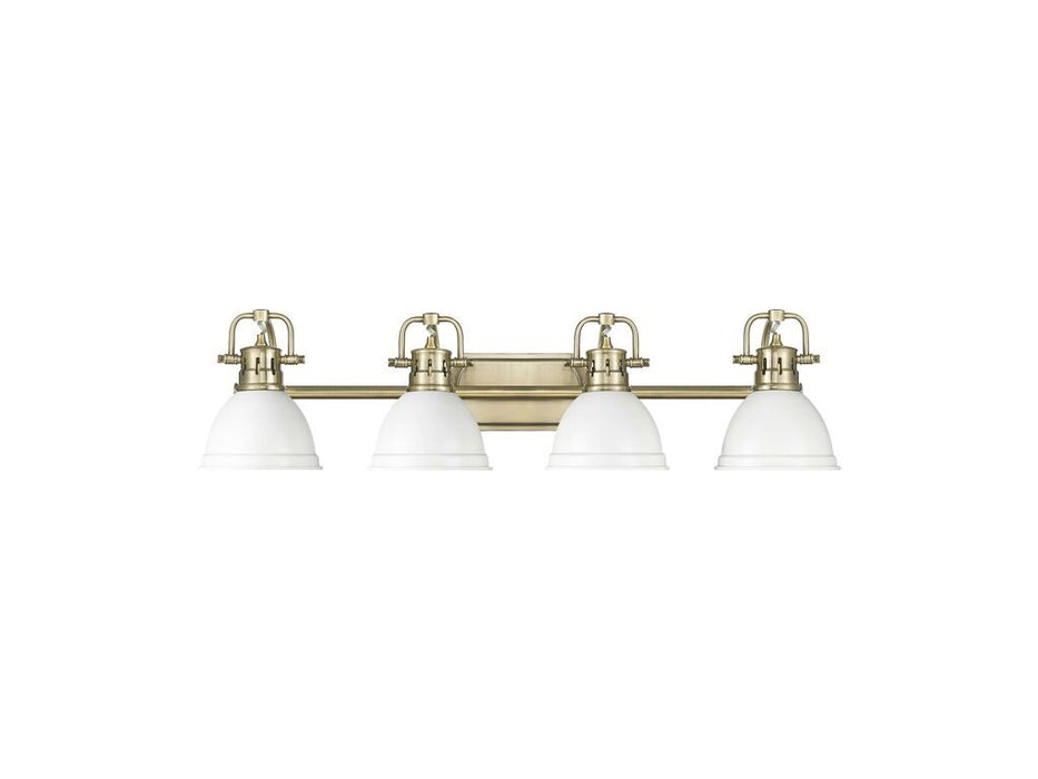 Golden 3602-BA4 AB-WHT Four Light Vanity, Aged Brass