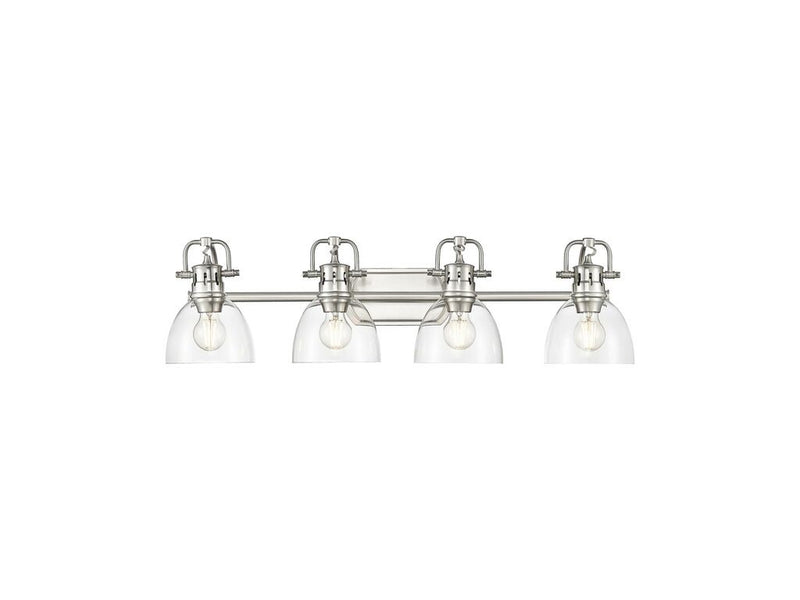 Golden 3602-BA4 PW-CLR Four Light Vanity, Pewter