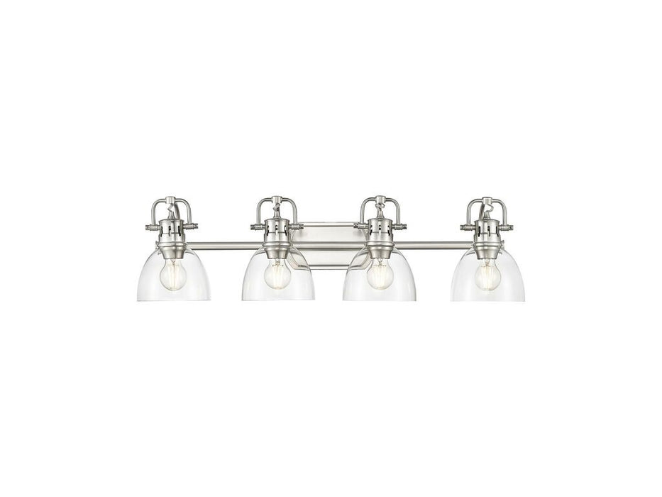 Golden 3602-BA4 PW-CLR Four Light Vanity, Pewter