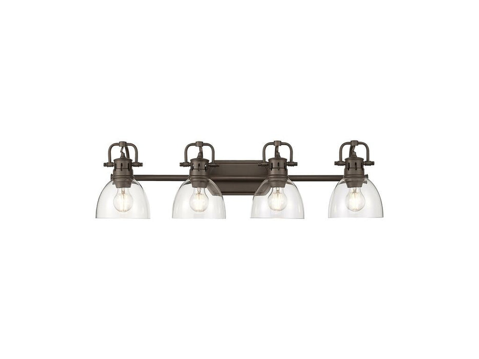 Golden 3602-BA4 RBZ-CLR Four Light Vanity, Rubbed Bronze