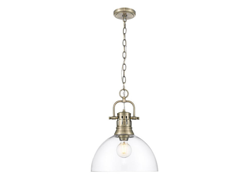 Golden 3602-L AB-CLR One Light Pendant, Aged Brass