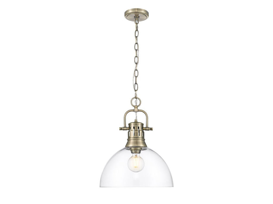 Golden 3602-L AB-CLR One Light Pendant, Aged Brass