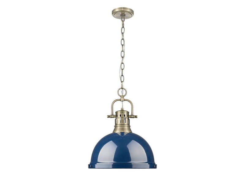 Golden 3602-L AB-NVY One Light Pendant, Aged Brass