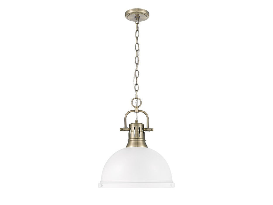 Golden 3602-L AB-WHT One Light Pendant, Aged Brass