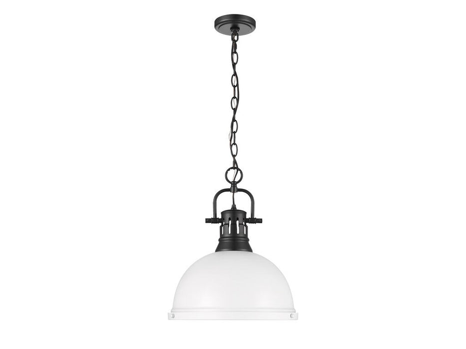Golden 3602-L BLK-WHT One Light Pendant, Matte Black