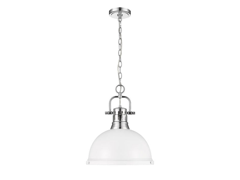 Golden 3602-L CH-WHT One Light Pendant, Chrome