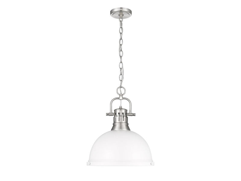 Golden 3602-L PW-WHT One Light Pendant, Pewter
