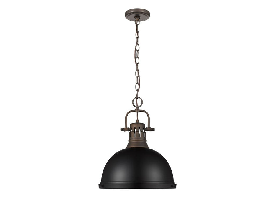 Golden 3602-L RBZ-BLK One Light Pendant, Rubbed Bronze