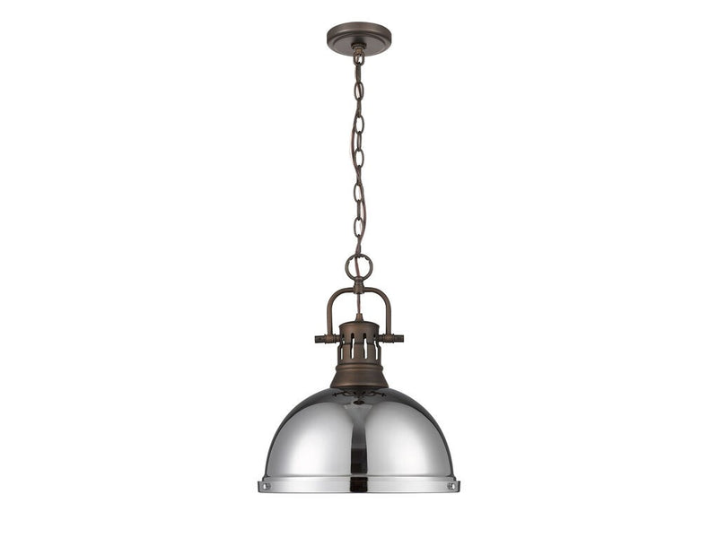 Golden 3602-L RBZ-CH One Light Pendant, Rubbed Bronze
