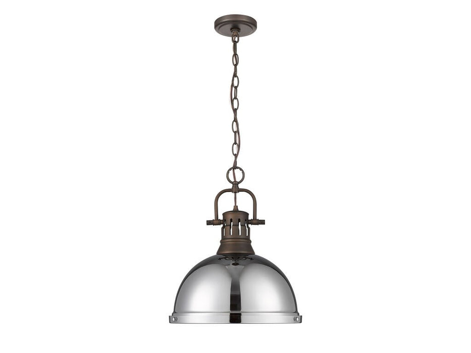 Golden 3602-L RBZ-CH One Light Pendant, Rubbed Bronze