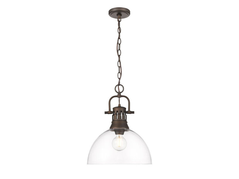 Golden 3602-L RBZ-CLR One Light Pendant, Rubbed Bronze