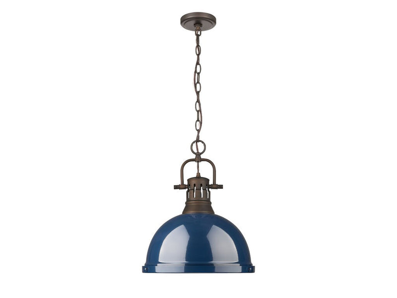 Golden 3602-L RBZ-NVY One Light Pendant, Rubbed Bronze