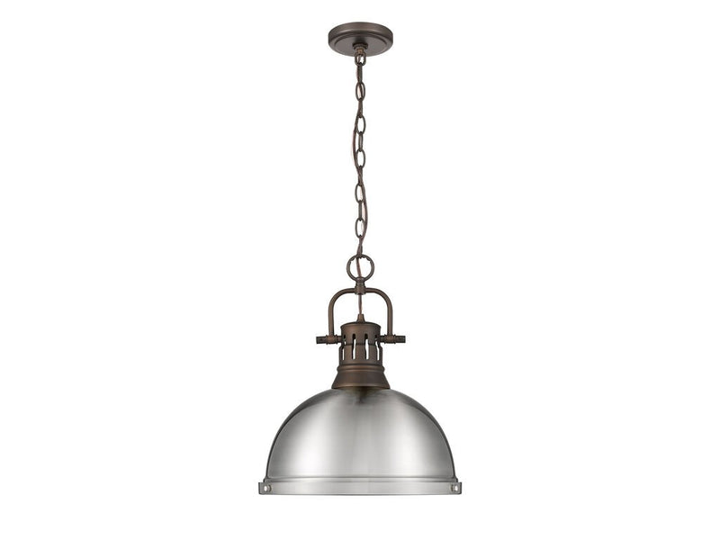Golden 3602-L RBZ-PW One Light Pendant, Rubbed Bronze
