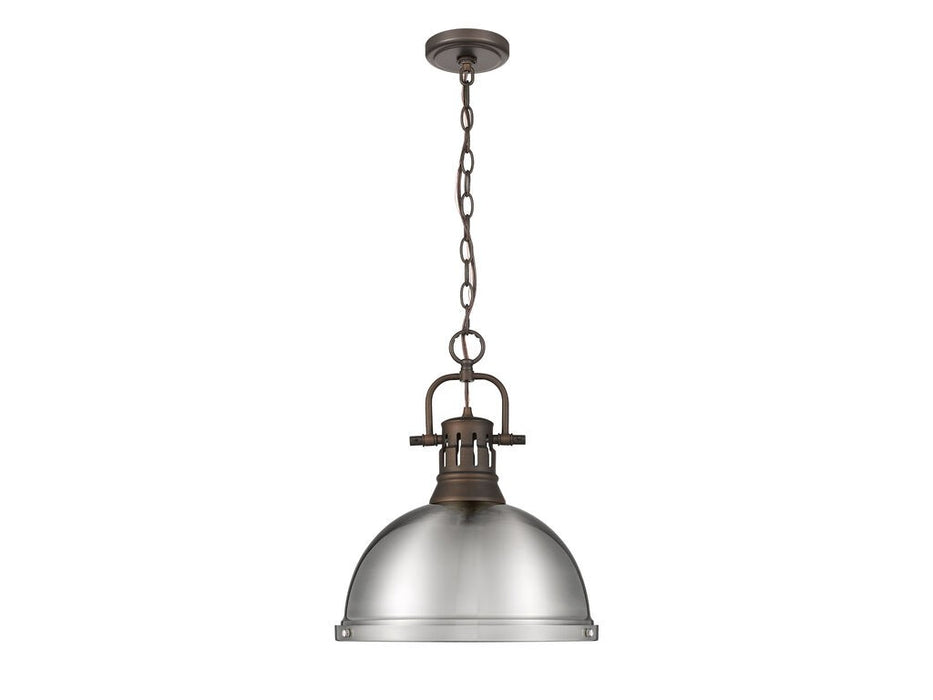 Golden 3602-L RBZ-PW One Light Pendant, Rubbed Bronze
